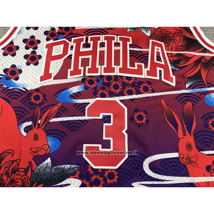 Maglia Philadelphia 76ers Allen Iverson #3 Mitchell & Ness Lunar New Year Rosso
